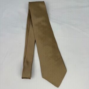 Milano Uomo Mens Silk Tie Gold Tan Geometric Pattern Professional